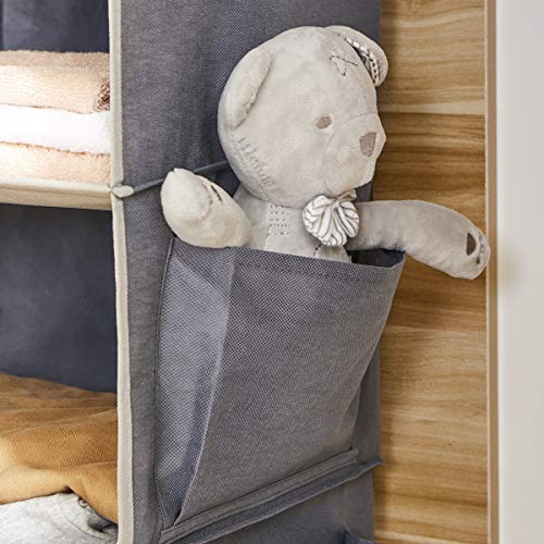 YOUDENOVA Hanging Closet Organizer and Storage for Clothes, 4-Shelf, Grey | Locker/RV/Camper Organizer, Side Pocket, Hanging Shelves for Small Closet, Dorm Room Essentials for Guys, Breathable Fabric
