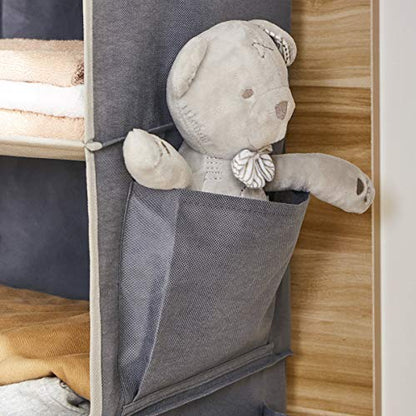 YOUDENOVA Hanging Closet Organizer and Storage for Clothes, 4-Shelf, Grey | Locker/RV/Camper Organizer, Side Pocket, Hanging Shelves for Small Closet, Dorm Room Essentials for Guys, Breathable Fabric