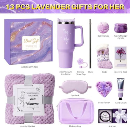 Birthday Gift for Women, Luxury Self Care Spa Gift Basket with Blanket for Mom, Wife, Sister, Friend, Girlfriend, Grandmother, Get Well Soon & Christmas gift for Her
