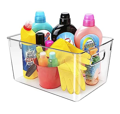 Clear Plastic Storage Bins, Perfect for Kitchen Organization or Pantry Organization and Storage, Laundry Room, Fridge, Freezer Organizer Plastic Storage Containers for Organizing, Cabinet Organizers