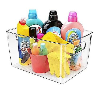 Clear Plastic Storage Bins, Perfect for Kitchen Organization or Pantry Organization and Storage, Laundry Room, Fridge, Freezer Organizer Plastic Storage Containers for Organizing, Cabinet Organizers