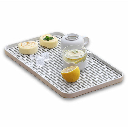 Cup Drying Rack & Dish Drying Tray, Drain Board fo... (White,grey | Polypropylene)