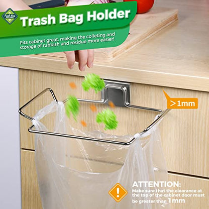 Trash Bag Holder,2 Pack | for Cabinet Door and Cupboards,Stainless Steel,Plastic Bag Holder Under Sink,Use for Kitchen,Bathroom,Camper