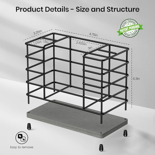 Toothbrush Holder with Quick Drying Mat—Toothbrush and Toothpaste Holders for Bathrooms—5 Slots Openwork Design Black Toothbrush Holder Set,Bathroom Counter Organizer for Electric Toothbrush
