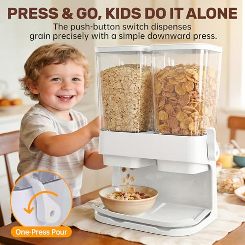 Cereal Dispenser Countertop 2 Pack 3L, 6L Large Dual Control