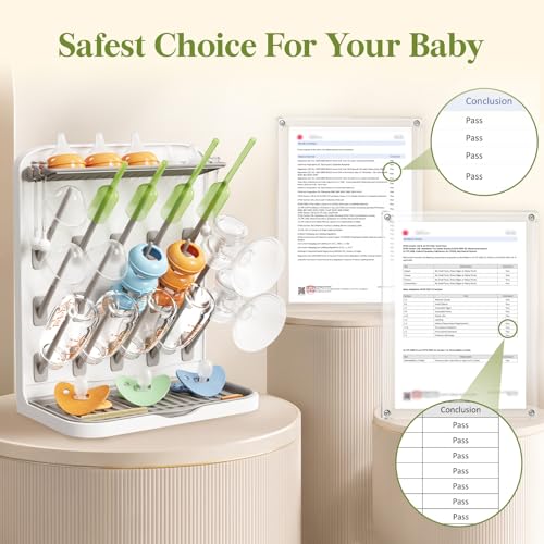 Lifewit 15-Hooks Baby Bottle Drying Rack for Countertop | Vertical Bottle Storage Organizer, Stand-Up Dryer Holder for Pacifiers, Pump Parts, Baby Stuff, Newborn Essentials Must Haves
