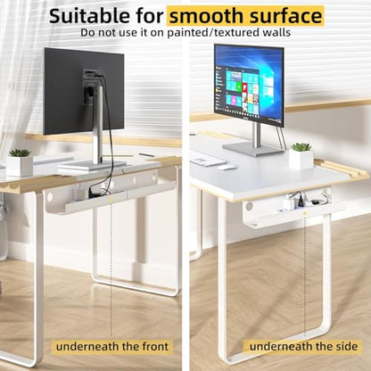 YECAYE Large Under Desk Cable Management,Easy Install Cable Management Under Desk with 4 Cord Holders & 6 Ties,Child & Pet-Safe Cord Hider,Wire Organizer,Wire Cover Tray,White
