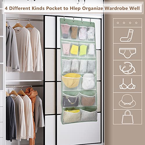 2 Pack-18 Pocekts Over the Door Shoes Organizer,Behind Door Hanging Storage Pocekt for Sock,Underwear,Hat,Handbag,Back of Door Hanging Shelf for Bedroom,Bathroom,Entryway,Storeroom,Pantry,Dorm,Nursery