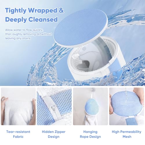 2-Pack Shoe Washing Machine Bags for Sneakers & Delicate Shoes, White | 3X Fade-resistant Fabric and 20,000+ Dense Fibers Lift Dirt, Protect Shoes and Reduce Scrubbing, Washer / Dryer Safe