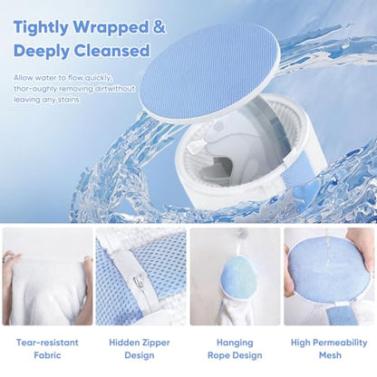 2-Pack Shoe Washing Machine Bags for Sneakers & Delicate Shoes, White | 3X Fade-resistant Fabric and 20,000+ Dense Fibers Lift Dirt, Protect Shoes and Reduce Scrubbing, Washer / Dryer Safe