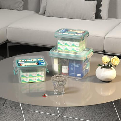 Covetree 2-Pack Clear Plastic Medicine Storage Organizer & First Aid Box – Multi-Layer Medicine Storage Box, Durable Medicine Organizer, Clear Medicine Storage Box for Home, Office & Travel