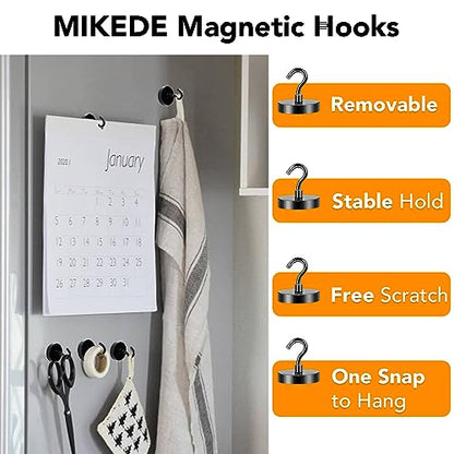 Magnetic Hooks Heavy Duty 170LB+ Strong Black Magnets Hook | Rare Earth Neodymium Hooks with Epoxy Coating Cruise Magnets with Hook for Hanging Refrigerator Garage 6 Pack
