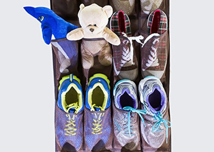 Roomganize Large Over the Door Shoe Organizer for Mens Sneakers (Bison brown)