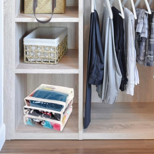 20Pcs Clear Vinyl Zippered Storage Bags, Plastic Storage Bags for Blankets Sweater Clothes Bed Sheet Organizer with Zipper for Closet Sweater Bed Sheet Pillow