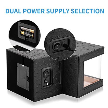 Automatic Single Watch Winder for Automatic Watches,Rotating Watch Case with Japanese Quiet Motor，AC Adapter or Battery Powered