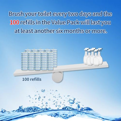 100pc Bulk Toilet Brush Refills - Disposable Toilet Brush Replacement Heads, Pack for Household Cleaning Bathroom cleaners Compatible Heads,washroom mats Cleaning System,Clean Refill Pads.