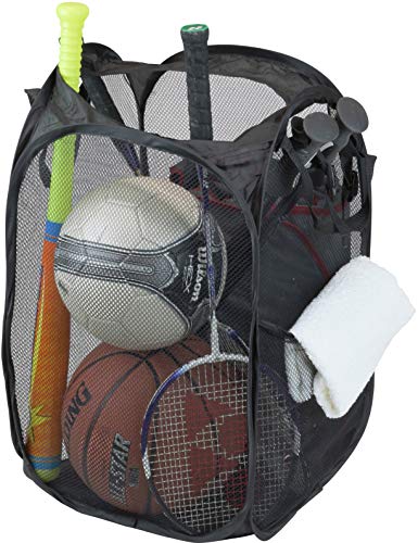 Simple Houseware Mesh Pop-Up Laundry Hamper with Side Pocket, 2 Pack, Black