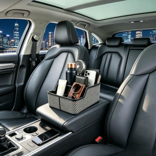 Car Seat Organizer with Compartment,Small Caddy for Car | Car Armrest Extra Storage Box,Front & Back Seat Floor Hump Organizer,Center Console Cup Holder fit for Car SUVS Pickup Truck