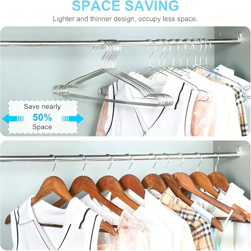 Coat Hangers 40 Pack Clothes Hangers, Seropy Metal Hanger Heavy Duty Wire Hangers with Non Slip Notch, Ultra Thin Stainless Steel Hanger Space Saving Clothing 16.5 Inch