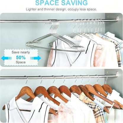 Coat Hangers 40 Pack Clothes Hangers, Seropy Metal Hanger Heavy Duty Wire Hangers with Non Slip Notch, Ultra Thin Stainless Steel Hanger Space Saving Clothing 16.5 Inch
