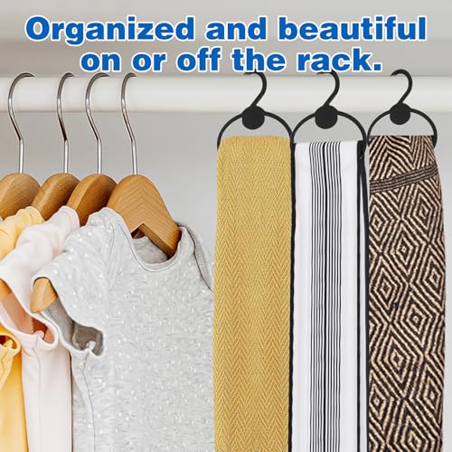 100 Pcs Black Plastic Scarf Hanger Organizer Space Saving Closet Accessory Holder for Scarves, Belts, Ties, Headscarves, and More