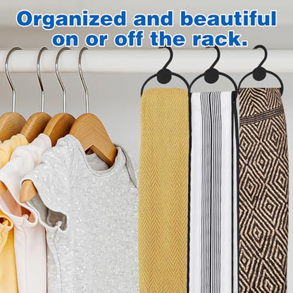 100 Pcs Black Plastic Scarf Hanger Organizer Space Saving Closet Accessory Holder for Scarves, Belts, Ties, Headscarves, and More