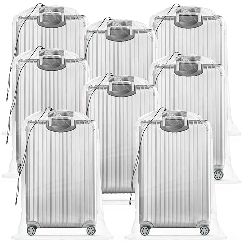 Fasmov 8 Pack 31x62 inches Extra Large Clear Drawstring Plastic Bags, Big Giant Storage Bags, Multi-Purpose Dust Covers Drawstring Plastic Bags for Luggage, Suitcase, Furniture, Reusable