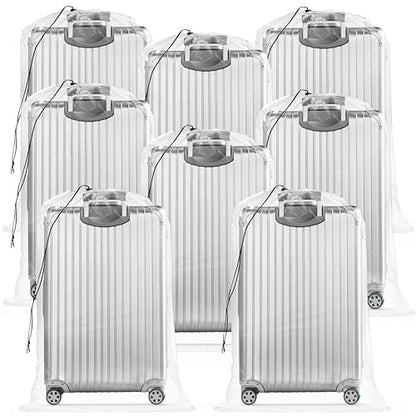 Fasmov 8 Pack 31x62 inches Extra Large Clear Drawstring Plastic Bags, Big Giant Storage Bags, Multi-Purpose Dust Covers Drawstring Plastic Bags for Luggage, Suitcase, Furniture, Reusable