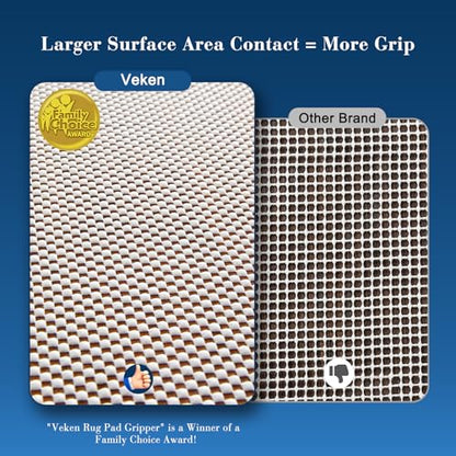 Veken Non Slip Rug Pad Gripper 8 x 10 Feet Extra Thick Pads for Any Hard Surface Floors, Keep Your Rugs Safe and in Place, Under Carpet Mat, with More Than 99 Pieces Anti-Slip Solid Square Pattern