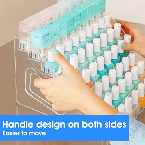 2 Pack Acrylic Nail Polish Organizer 84 Bottles of 7 Layers Acrylic Display Rack Clear Nail Polish Paint Organizer Holder Rack Eyeglasses Shelf Essential Oils Holder Stand No Tool Needed Assembly