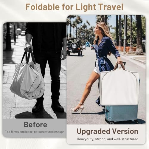MISSLO 40" Cotton Garment Bags for Travel Waterproof Suit Bag Travel Mens Breathable Suit Cover Foldable Fur Coat Covers for Closet Storage for Women Short Hanging Clothes Bag for Jacket, Shirt, Dress