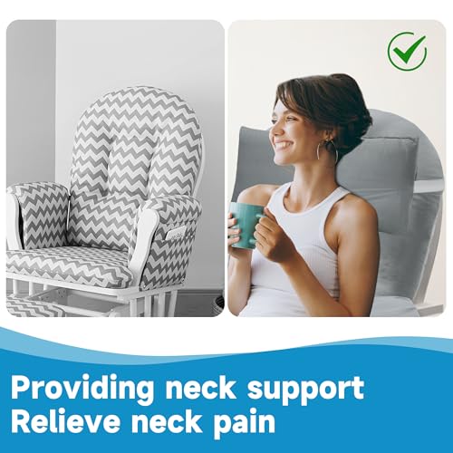6 PCS Glider Rocker Replacement Cushions with Storage Side Pocket,Foam & Microfiber Filling, Non-Slip & Washable,Thickened & Supportive Velvet Rocking Chair Cushion Set(Gray)