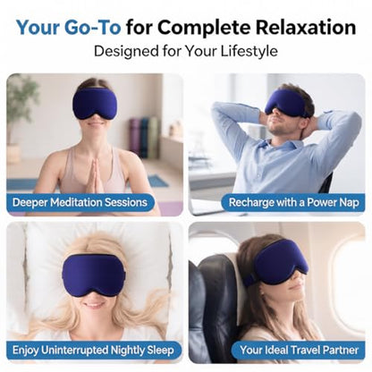 3D Cooling Gel Sleep Mask: 6oz Weighted Blackout Eye Mask for Women Men | Reusable Ergonomic Non-Toxic Ice Cold Gel, for Tired Eyes Migraine Relief Eyelash Friendly Airplane Travel (Blue)