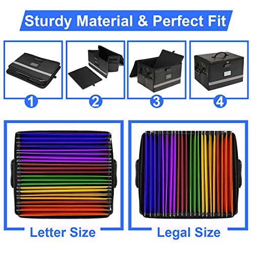 EXLIFBAG File Organizer, Fireproof File Box with Lids, Important Document Organizer Box with Lock, Portable File Folder Organizer with Handle
