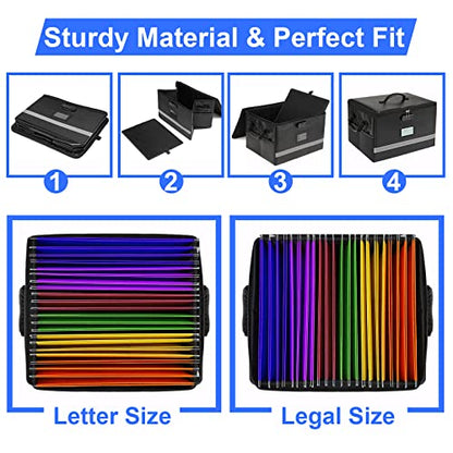 EXLIFBAG File Organizer, Fireproof File Box with Lids, Important Document Organizer Box with Lock, Portable File Folder Organizer with Handle