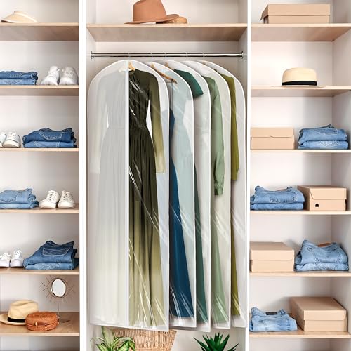 Simple Houseware 65-Inch Clear Garment Bags with Zipper for Gowns, 2 Pack | for Suits, Dresses, Costumes, Uniforms