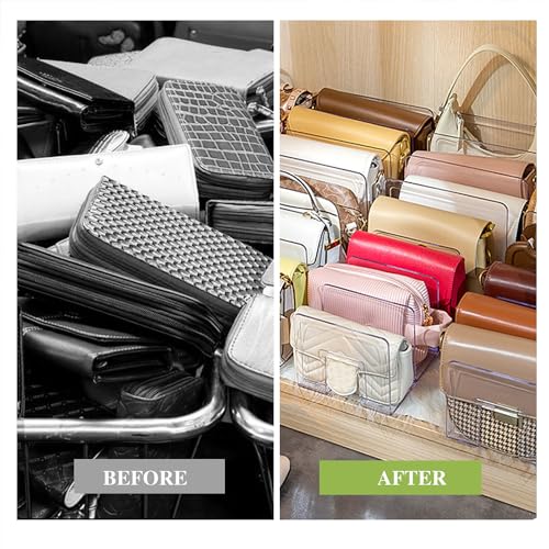 2 Pcs Acrylic Clear Purse Storage Organizers, 4 Sections Dividers in Bedroom Office (bright)