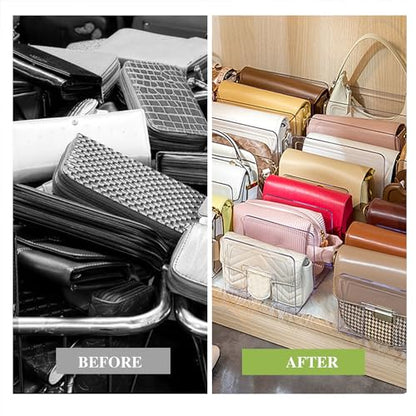 2 Pcs Acrylic Clear Purse Storage Organizers, 4 Sections Dividers in Bedroom Office (bright)