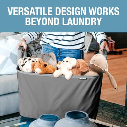 Collapsible Fabric Laundry Basket Premium, Mocha, 2 Pack | Elevate Open-Room Laundry Storage | Cotton-Blend Fabric and Vegan Leather Add Polish, While Each Basket Holds 55 lb