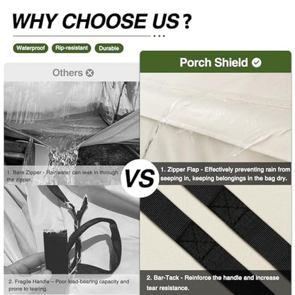 Porch Shield Outdoor Cushion Storage Bag 62 inch Waterproof Outside Storage Bags for Patio Furniture with Zippers and Handles