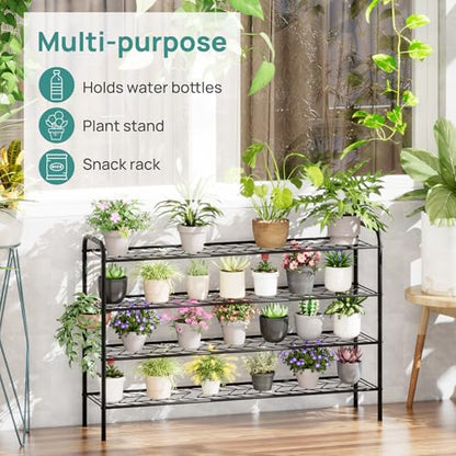 viewcare Long Shoe Rack for Closet, 4-Tier Extra Long Shoe Rack for Entryway & Garage, Black Shoe Organizer Holds 20-23 Pairs, Sturdy Metal Construction