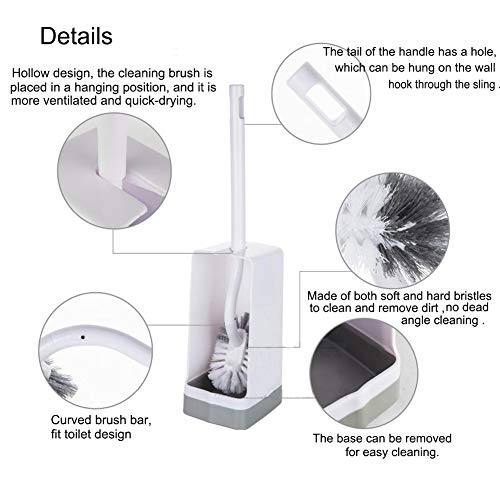 Marbarsse Bathroom Toilet Bowl Brush and Holder, Curved Design Toilet Brush for Deep Cleaning Under Rim, Best Toilet Brush Set, Easy Handy CompactToilet BowlCleaner Brush for Bathroom, 2 Pack