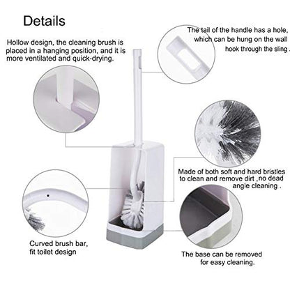 Marbarsse Bathroom Toilet Bowl Brush and Holder, Curved Design Toilet Brush for Deep Cleaning Under Rim, Best Toilet Brush Set, Easy Handy CompactToilet BowlCleaner Brush for Bathroom, 2 Pack