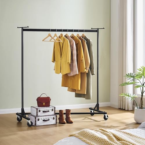 Hoctieon Z Clothes Rack with Cover, Metal Heavy Duty Clothing Rack, Rolling Garment Rack with Wheels, with Dustproof Cover Waterproof Protector, with 2 Durable Zippers, for Hanging Clothes, Black