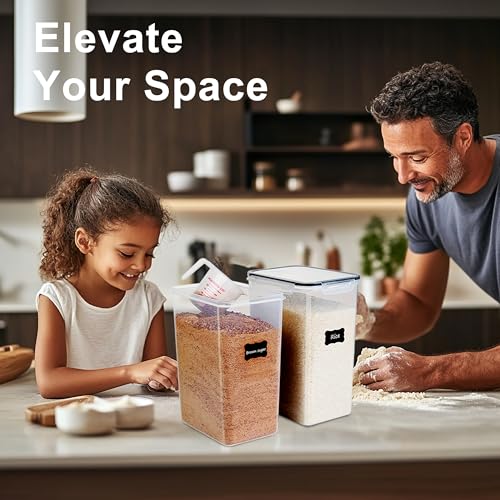 FOOYOO 2 PC Flour Sugar Storage Containers (8.5L | 287 Oz) Extra Large Food Storage Containers with Lids - Airtight Leakproof BPA FREE Flour Container for Rice, Cereal, Sugar