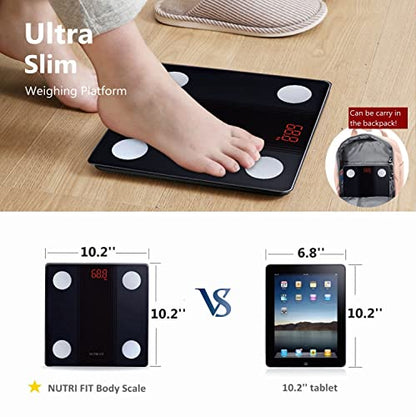 Bathroom Scale Smart Digital Bluetooth Scales for Body Weight, Body Fat, BMI Body Composition Analyzer Weighing Scale with High Precision Measurements Sync APP Heavy Duty 330lbs