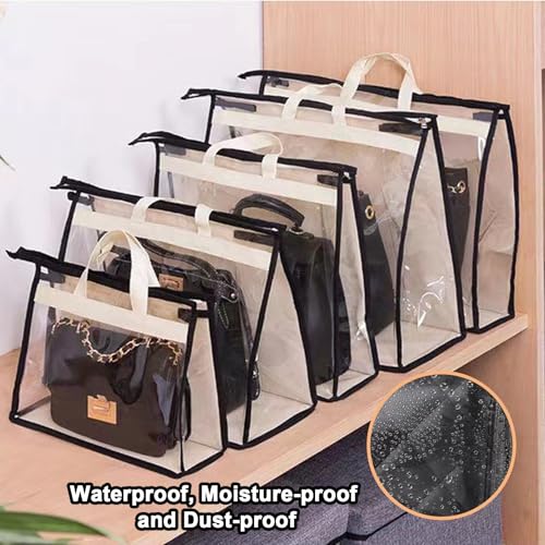 9Pack Dust Bags for Handbags,3 Sizes Clear Purse Storage Organizer | Transparent Handbag Storage,Purse Protector Storage Bag,Purse Cover Hanging Closet Organizer with Zipper Handles