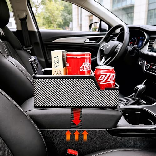 Car Seat Organizer with Compartment,Small Caddy for Car | Car Armrest Extra Storage Box,Front & Back Seat Floor Hump Organizer,Center Console Cup Holder fit for Car SUVS Pickup Truck