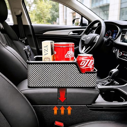 Car Seat Organizer with Compartment,Small Caddy for Car | Car Armrest Extra Storage Box,Front & Back Seat Floor Hump Organizer,Center Console Cup Holder fit for Car SUVS Pickup Truck