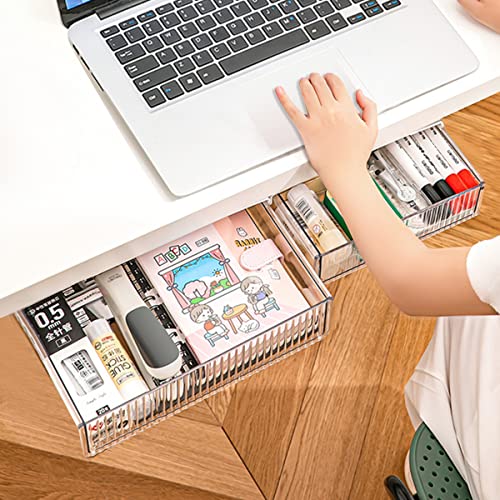 2Pcs Under Desk Storage Drawers Slide Out,Large&Me... (Acrylic)